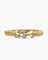 Buckle Cablespira® Bracelet in 18K Yellow Gold with Rubies and Diamonds, 9mm